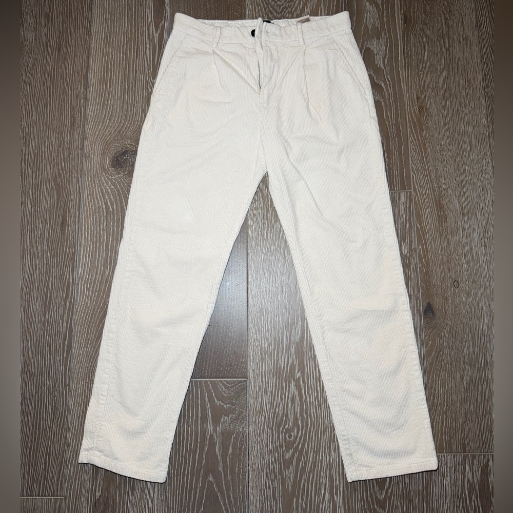 H&M Cream Corduroy Pants men 8 / 30x28 Off White Straight Leg